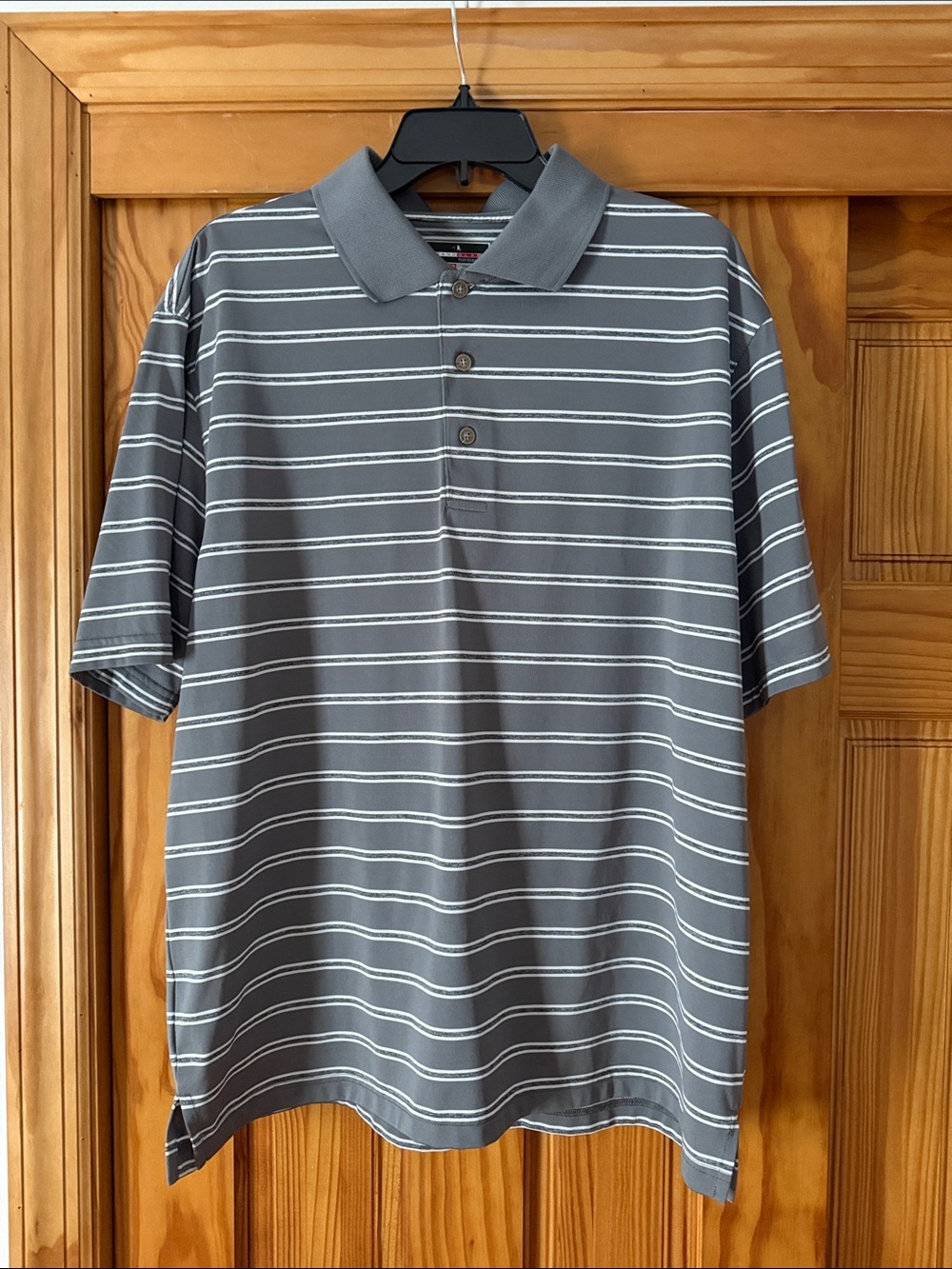 Grand Slam Gray Golf Polo with White Stripes